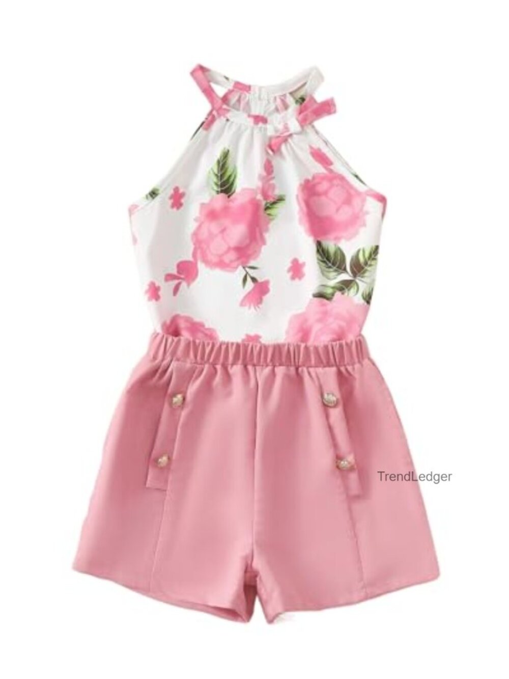 Girls Summer Outfit Set Chiffon Crop Top Shorts Tween Girls Hawaiian Clothing